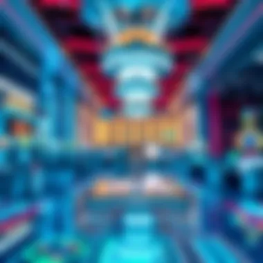 Futuristic Casino Environment A futuristic casino environment highlighting the integration of cryptocurrency.