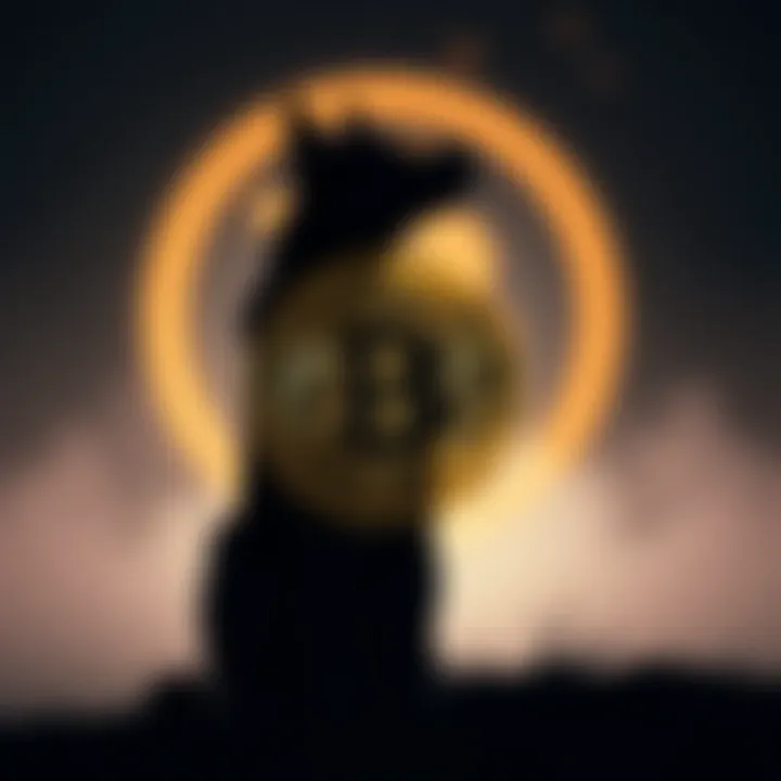 Bitcoin and Dog Symbolism An illustration of a Bitcoin symbol with a dog silhouette in the background