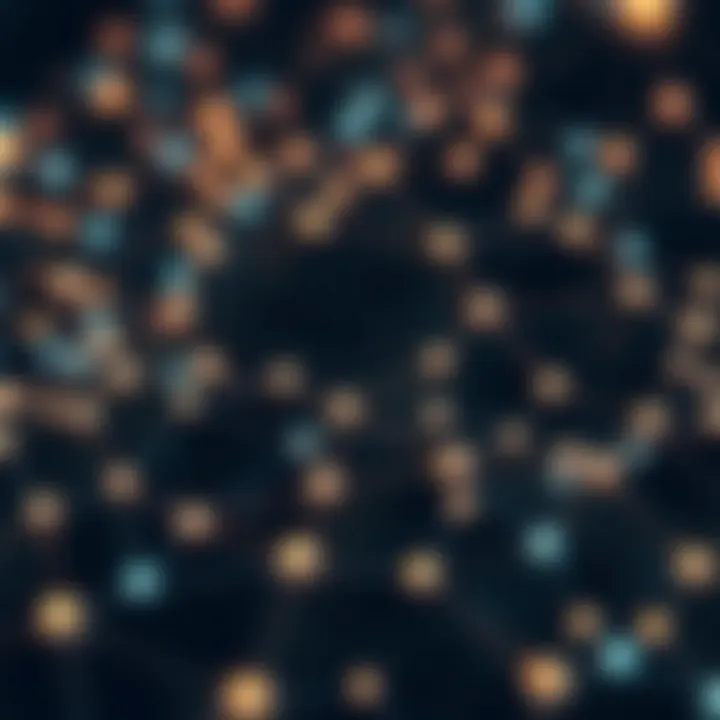 An intricate network of blockchain nodes symbolizing security