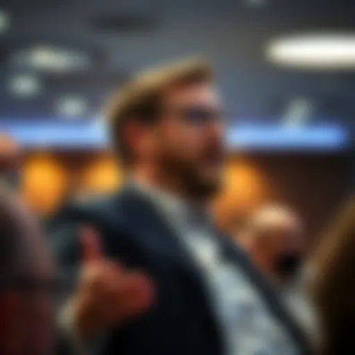 Leadership in Cryptocurrency Brad Garlinghouse addressing a conference on cryptocurrency