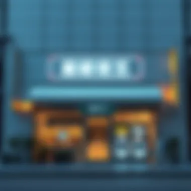 Innovative Storefront Embracing Cryptocurrency A futuristic storefront accepting cryptocurrency