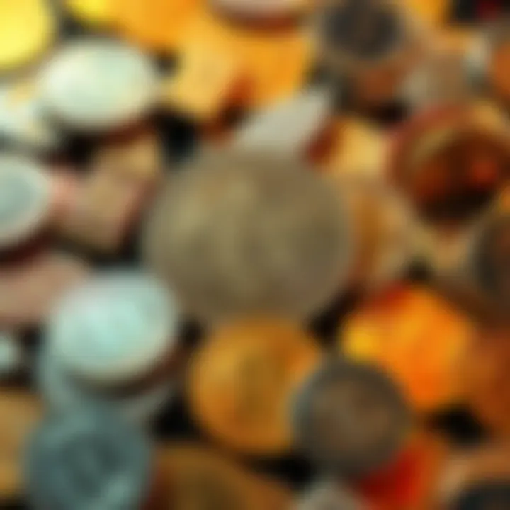 Diverse Forms of Digital Currency An intricate illustration of digital currencies, showcasing their diverse forms and uses.