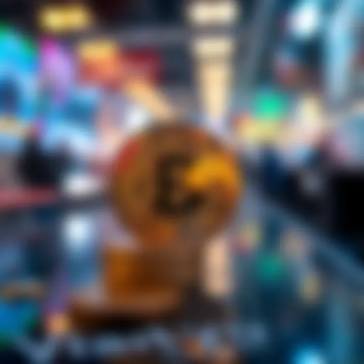 Cryptocurrency Trends and Influence An abstract depiction of cryptocurrency trends linked to WallStreetBets