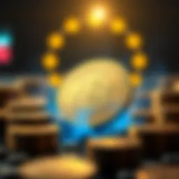 Conceptual representation of presale in cryptocurrency