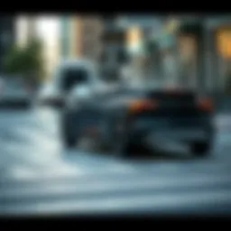 Rivian electric vehicle showcased in urban setting