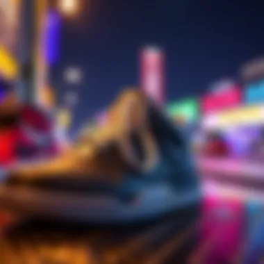 Blockchain and Sneaker Culture An artistic representation of blockchain technology intertwined with sneaker culture.