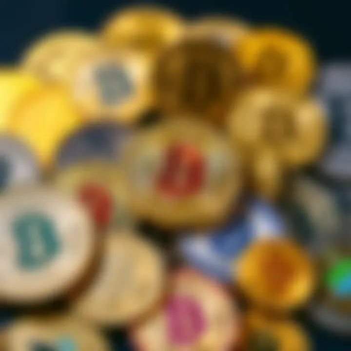 Varieties of Cryptocurrency Coins Diverse cryptocurrency coins displayed